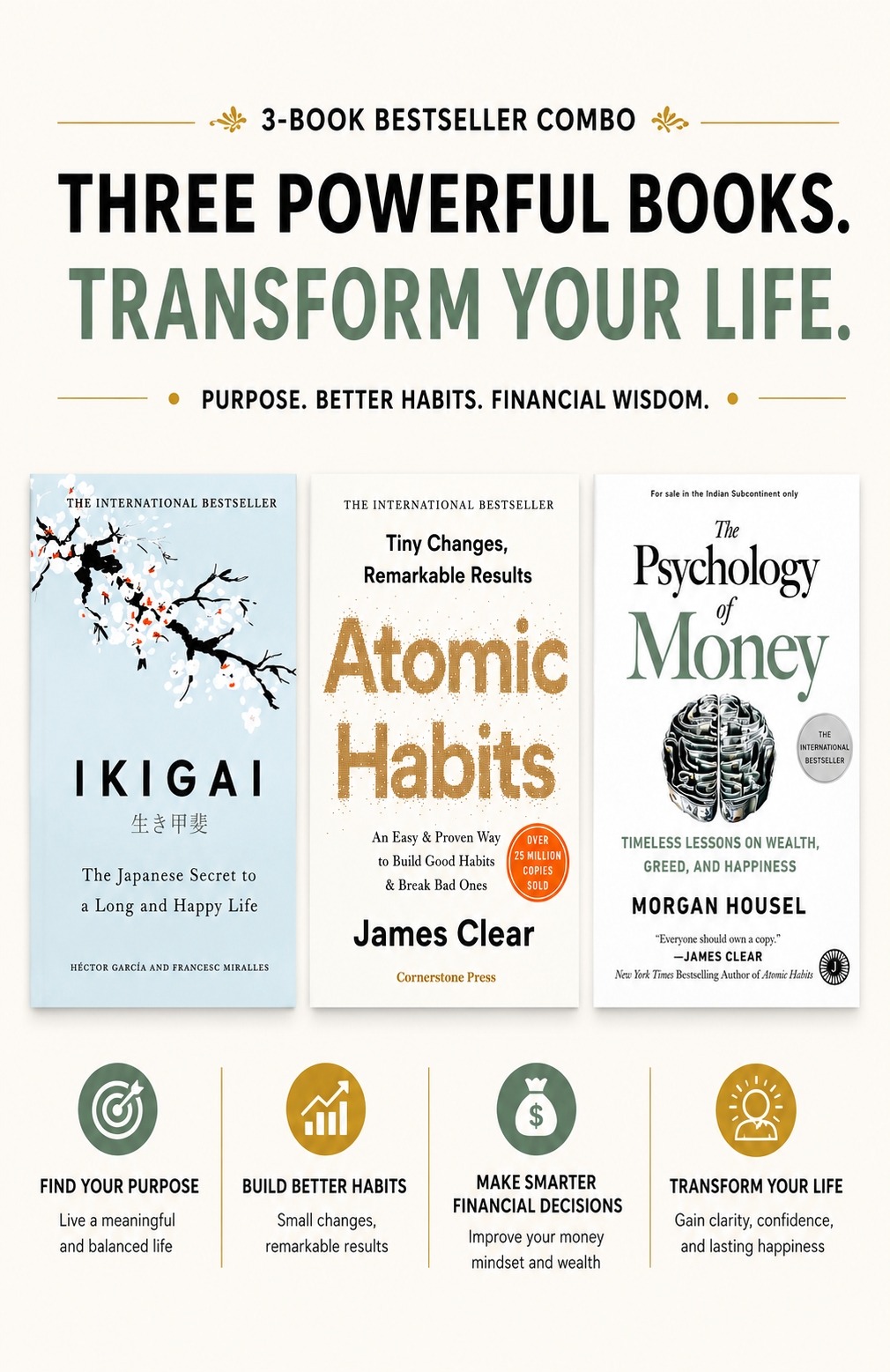 Ikigai, Atomic Habits & The Psychology of Money – Self-Help Collection