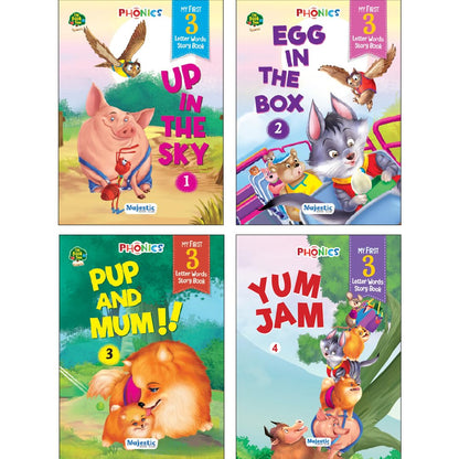 THE BOOK TREE Phonics First Reading Book of 3 letter words reading book, set of 4 books
