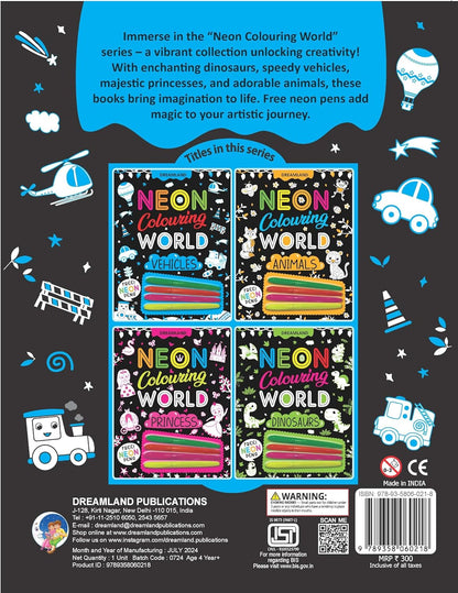 Vehicles Neon Colouring World Book