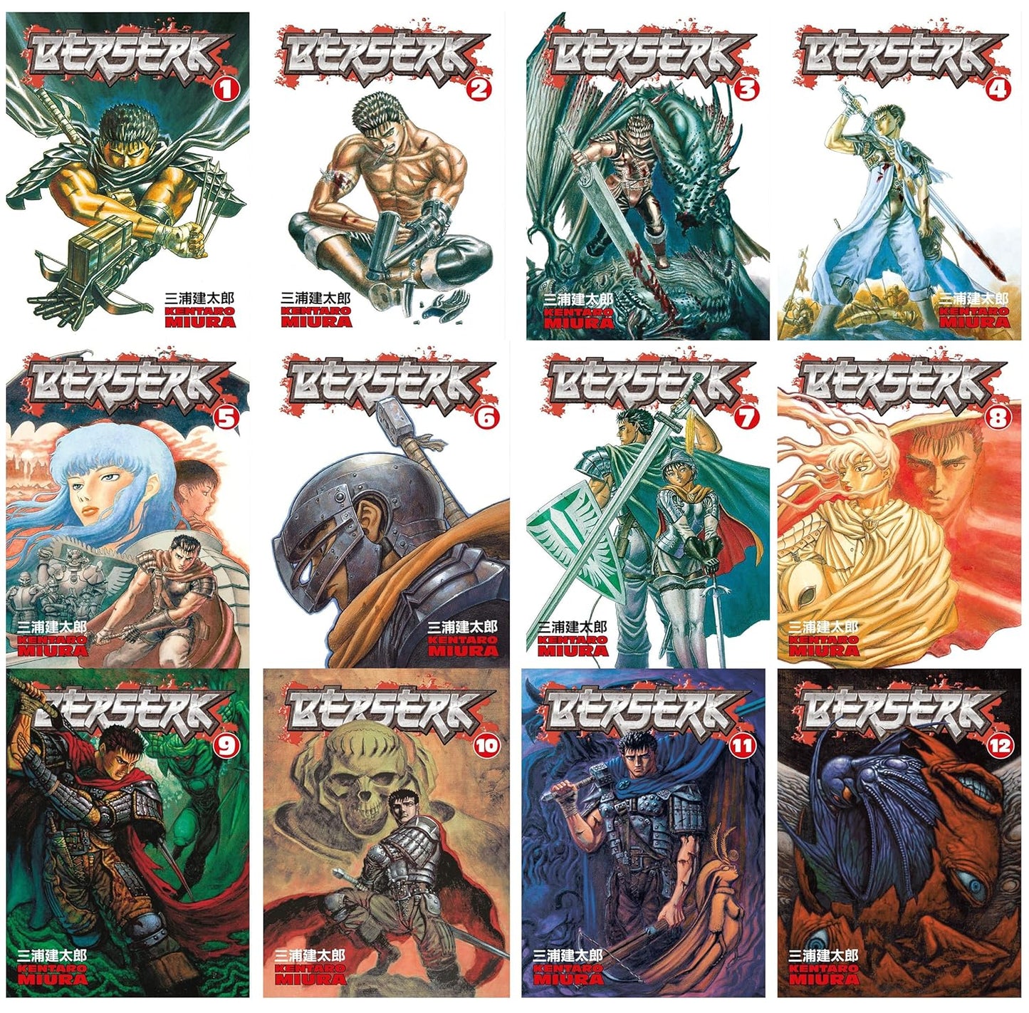 Berserk Set of 11 Books Volume 1-11 [Paperback] Kentaro Miura